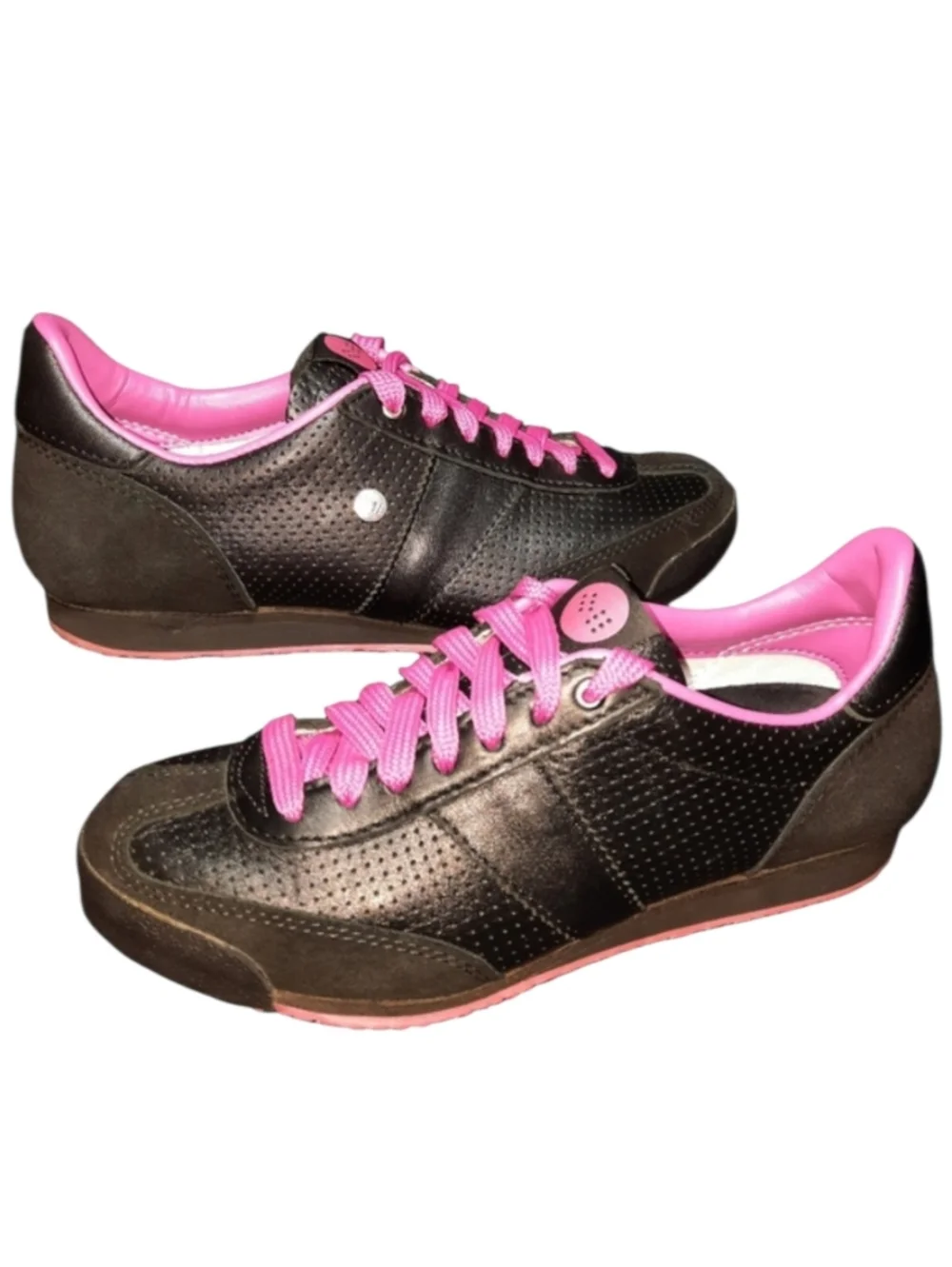 Botas 66 Black/Neon Pink Leather Athletic Sneaker SZ 5
